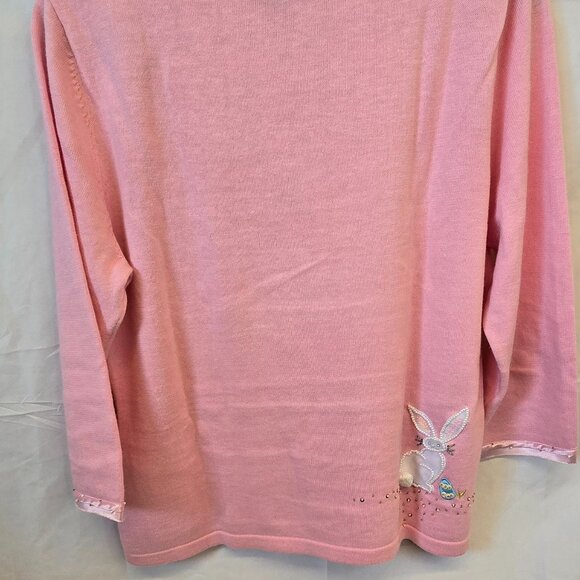Vintage Berek 2 Takako Sakon Pink Embroidered/beaded Sweater, Size Large, Bunny - Picture 6 of 7